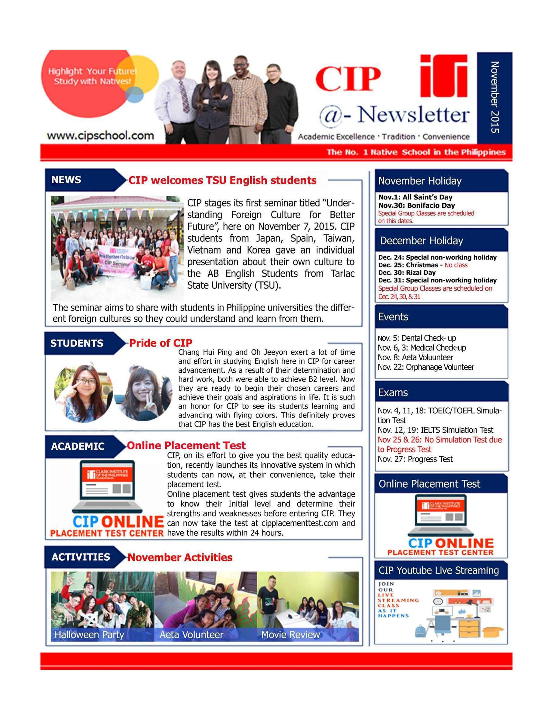 Bản tin tháng 11 - Trường Anh ngữ CIP